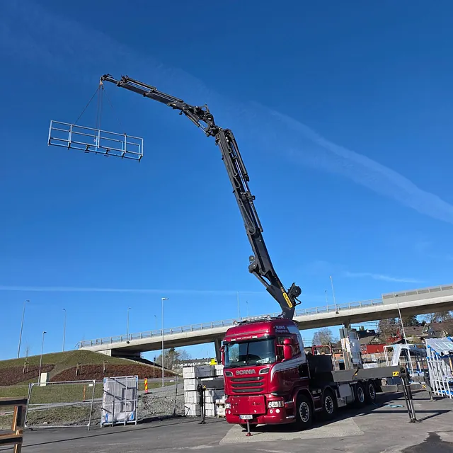 Kranbilen på arbeidsplass